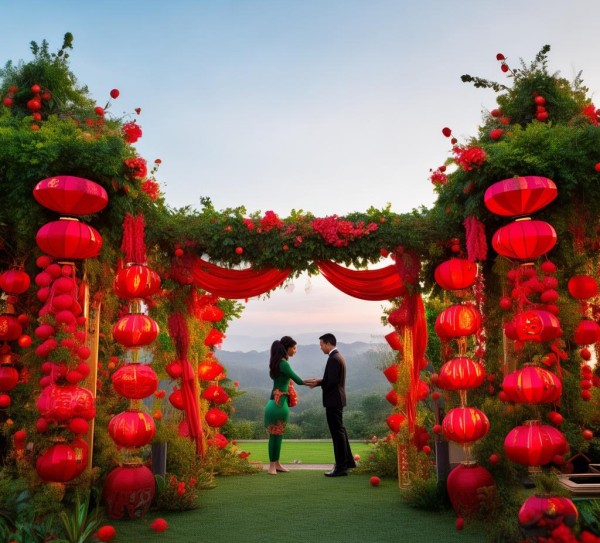 喜庆绿红交织的婚庆盛典,喜庆绿红交织的婚庆盛典,婚姻,象征,传统文化,第1张